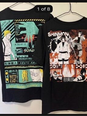 Japanese Anime character Black T-Shirt Sora set of 2 Sz. S kawaii magna Japanese